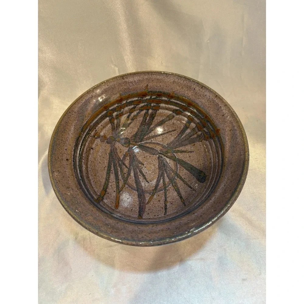 Handcrafted Studio Art Pottery Bowl Stoneware Abstract Signed 7